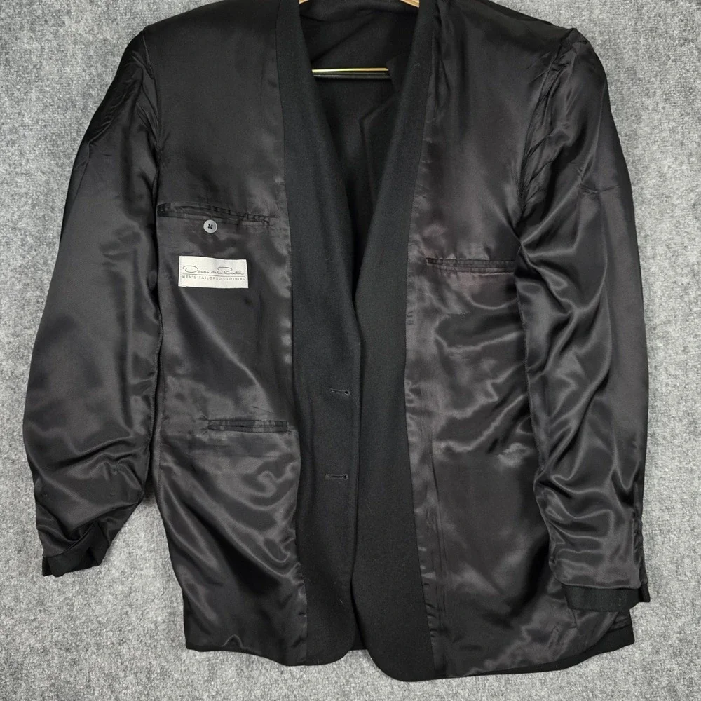 Oscar de la Renta Blazer Mens 42L Wool Cashmere Black Tailored Sport Coat Luxury